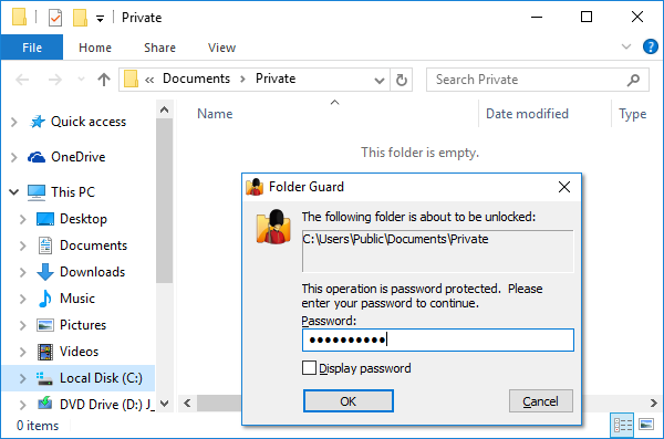 how to password lock folder